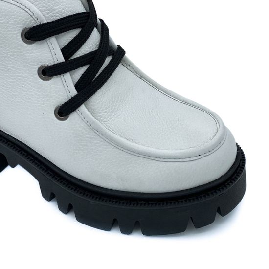 Ботинки Cover белые кожаные МЕХ - фото 6, 899-2-07 COV