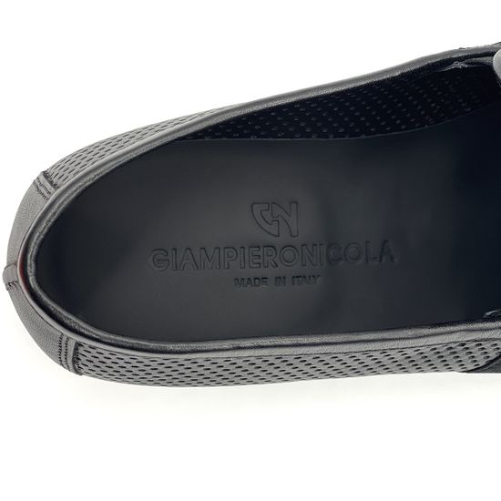 Лоферы GiamPieroNicola черные кожаные с перфорацией - фото 7, 44307 GPN NERO