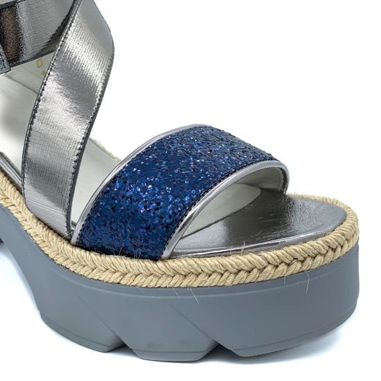 Босоножки Jeannot сине-серебряные кожаные - фото 6, 30181 JN