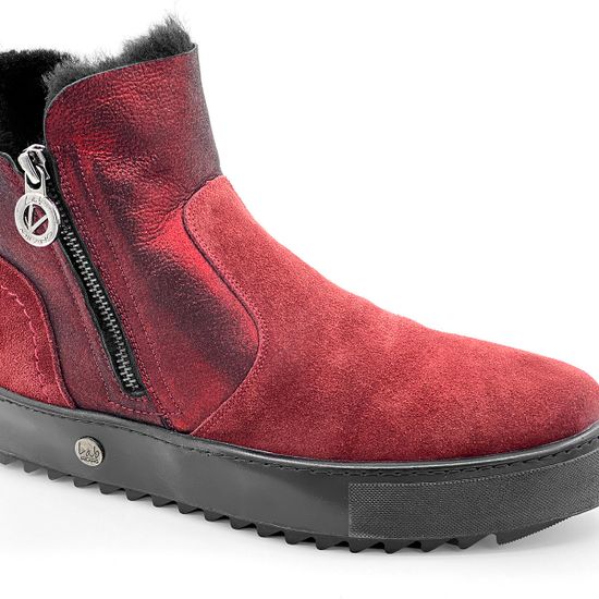 Ботинки Lab Milano бордовые замшевые МЕХ - фото 5, A13309-2 LAB