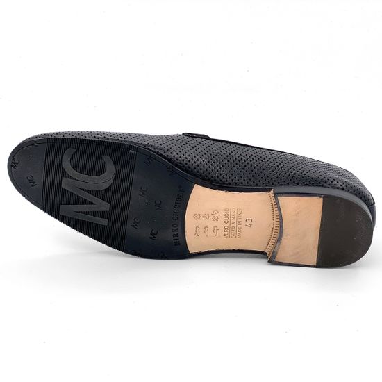 Лоферы Mirko Ciccioli кожаные черные с перфорацией - фото 4, 