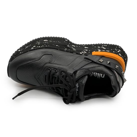 Кроссовки NILA&NILA черные кожаные демисезонные - фото 5, NO6466 NIL NERO