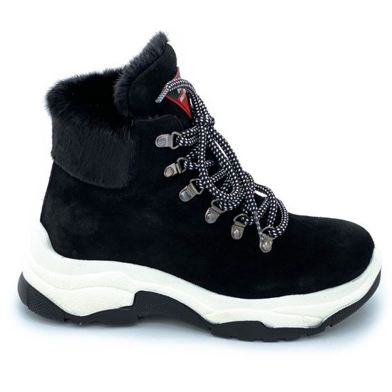 Ботинки Lab Milano черные замшевые МЕХ - фото 1, C20031 LAB