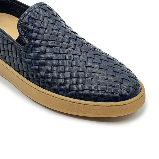 Слипоны GIAMPIERONICOLA синие кожаные плетеные - фото 6, 