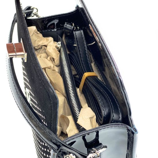 Сумочка Marina Creazioni черная маленькая комбинация замши и лака - фото 4, 