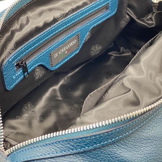 Сумка Di Gregorio синяя кожаная - фото 6, 