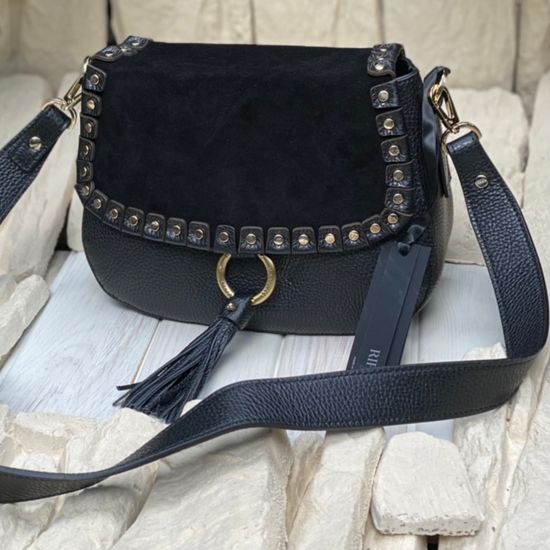 Сумочка Ripani черная комбинация кожи и замши - фото 5, 3862ON RP NERO