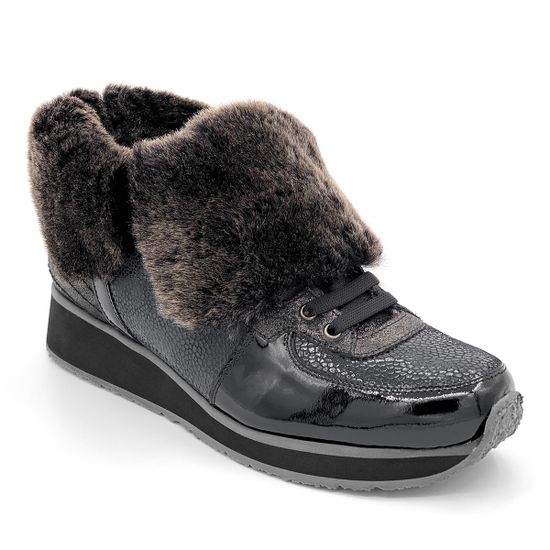 Ботинки Marzetti черные МЕХ комбинация замши и наплака - фото 3, 70742 MZ