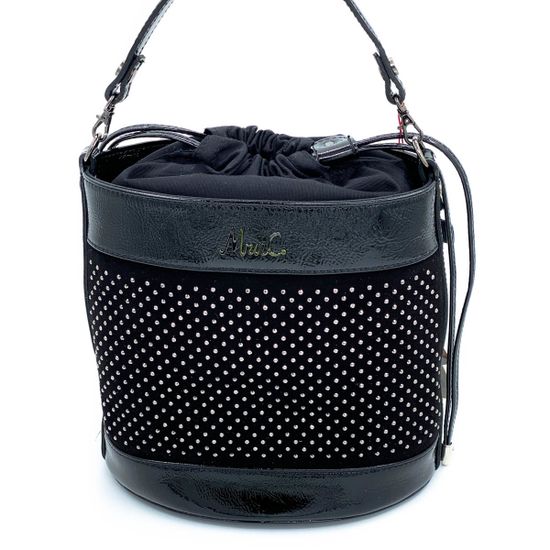 Сумочка Marina Creazioni черная комбинация замши и наплака - фото 1, 