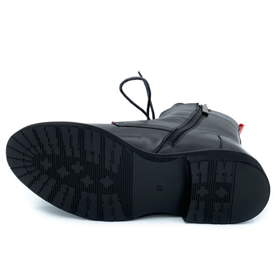 Ботинки Cover черно-красные кожаные демисезонные - фото 4, 