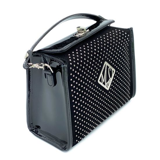 Сумочка Marina Creazioni черная маленькая комбинация замши и лака - фото 2, 