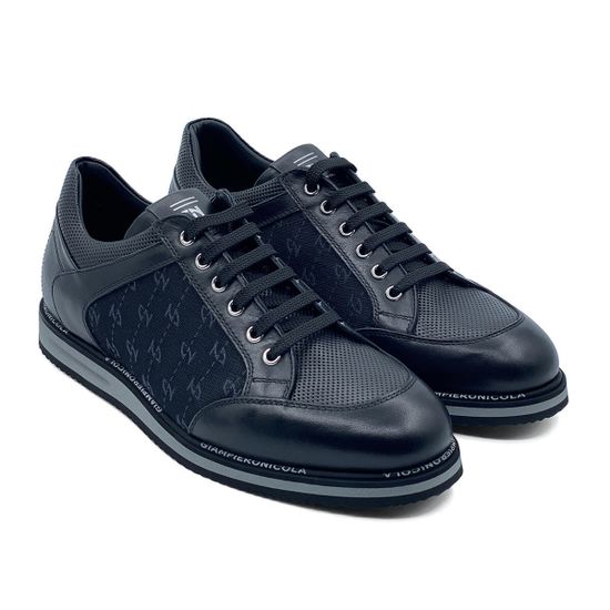 Кроссовки Giampieronicola черные кожаные с текстильными вставками - фото 7, 43612 GPN