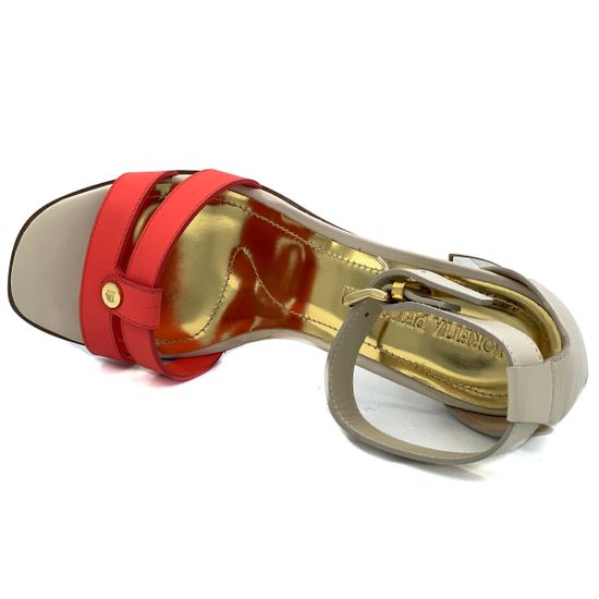 Босоножки Loretta Pettinari бежево-красные кожаные - фото 5, 