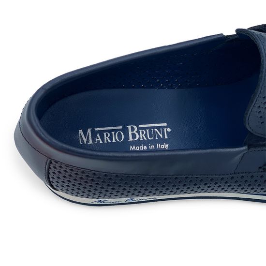 Лоферы Mario Bruni кожаные перфорированные синие - фото 8, 