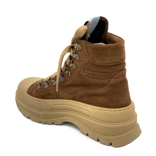 Ботинки Mimmu коричневые замшевые Байка - фото 3, D144M6 MIM FOX