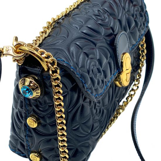 Сумка Marino Orlandi синяя кожаная - фото 4, 