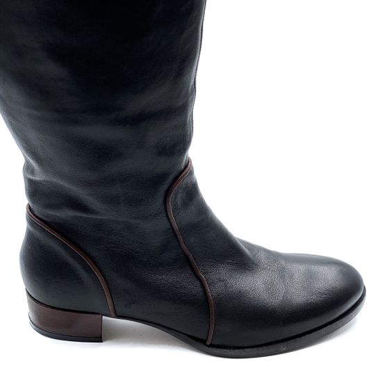 Сапоги Zamagni черно-коричневые кожаные демисезонные - фото 5, 