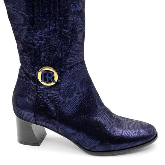Сапоги Ilasio Renzoni синие замшевые Байка с лазерной обработкой - фото 4, 