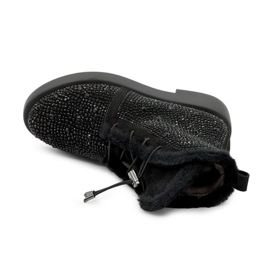 Ботинки Lab Milano черные замшевые со стразами на меху - фото 5, G064240118 LAB NERO