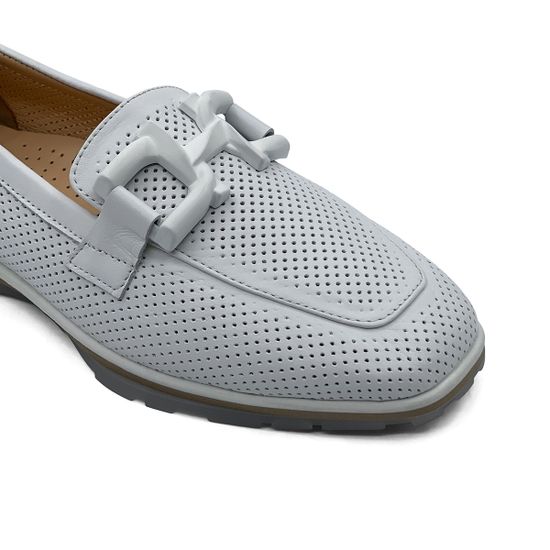 Лоферы CV COVER белые кожаные перфорированные - фото 6, 100-18 COV