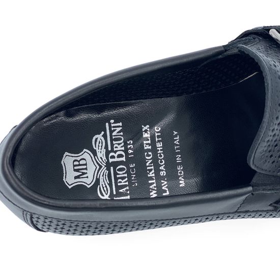 Лоферы Mario Bruni кожаные перфорированные черные - фото 7, 