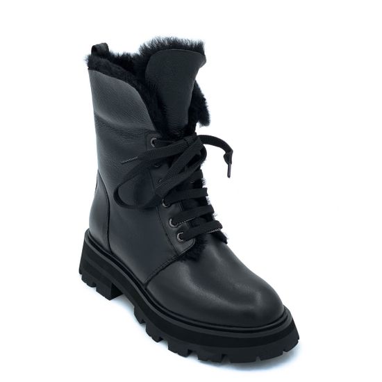 Ботинки Tuffoni черные кожаные МЕХ - фото 2, 