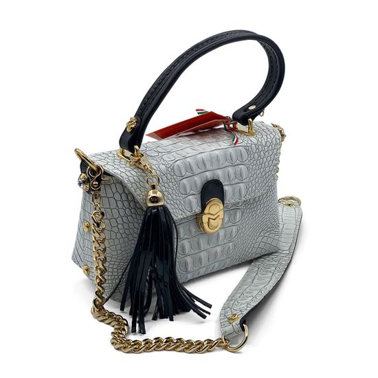 Сумка Marino Orlandi белая кожаная крокодил - фото 2, 