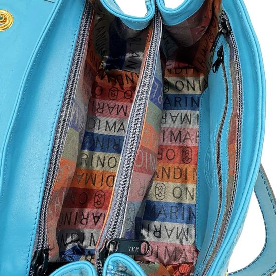 Сумка Marino Orlandi голубая кожаная тиснение &quot;крокодил&quot; - фото 5, 