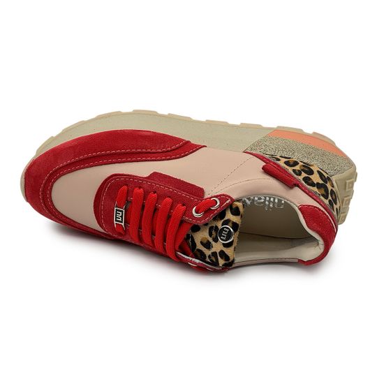 Кроссовки женские NILA NILA кожа/замша розовая/красная/леопард - фото 5, NO6742 NIL ROSSO LEO