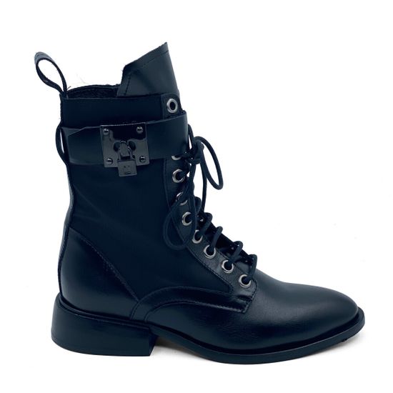 Ботинки Mimmu черные кожаные демисезонные - фото 1, F558K2 MIM NERO