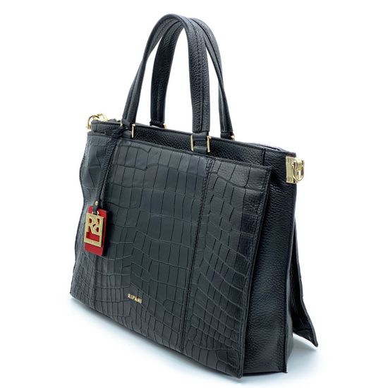 Сумка Ripani черная кожаная Крокодил - фото 2, 
