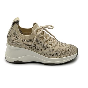 Кроссовки Francesco V бежевые текстильные со стразами - фото 1, T195 FV BEIGE