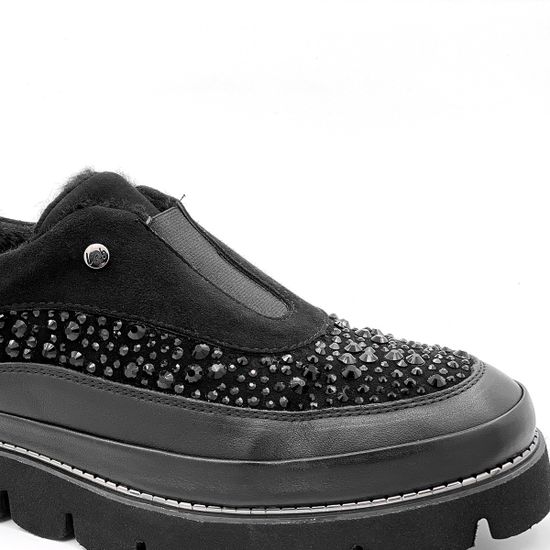 Полуботинки Lab Milano черные замшевые МЕХ с кожаными вставками - фото 5, 