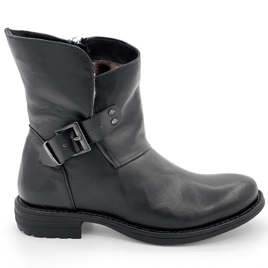 Ботинки Cover черные кожаные МЕХ - фото 1, 22007-2 COV