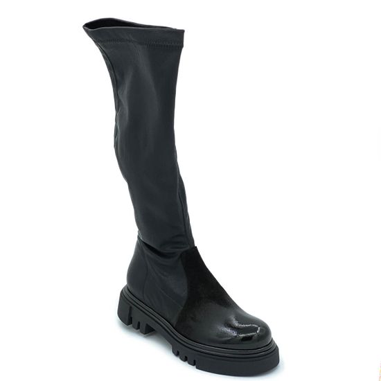 Сапоги Jeannot черные демисезонные комбинация кожи и наплака - фото 2, 