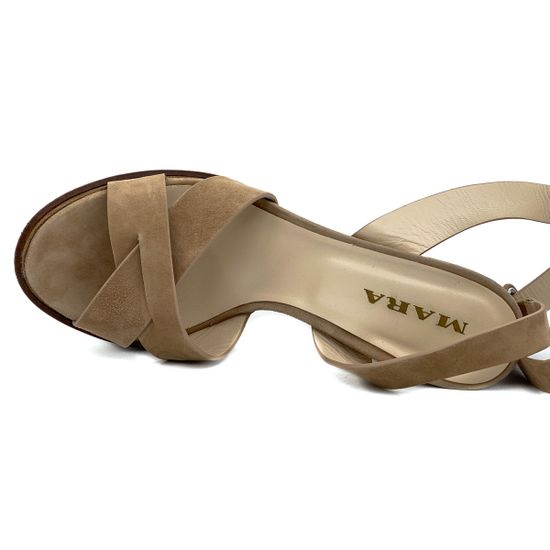 Босоножки Mara бежевые замшевые - фото 5, 