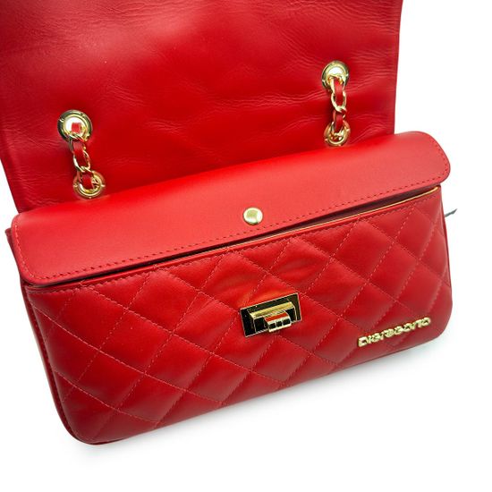Сумка Di Gregorio красная кожаная стеганная - фото 7, 9175 DG ROSSO