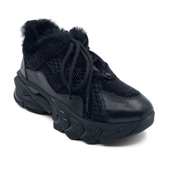 Кроссовки Nila Nila черные кожаные на меху - фото 2, ET119-006M NIL NERO