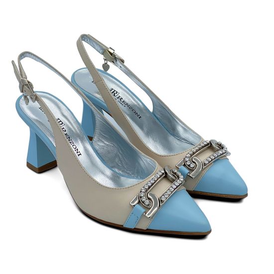 Туфли Ilasio Renzoni бежево-голубые кожаные - фото 7, 6428 IR BLU