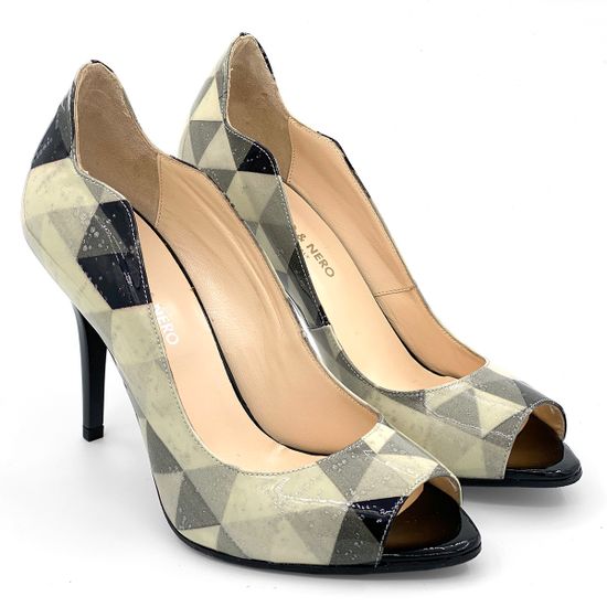 Туфли Rosso&amp;Nero лакированные бежевые с открытым мыском - фото 7, 3830 RN