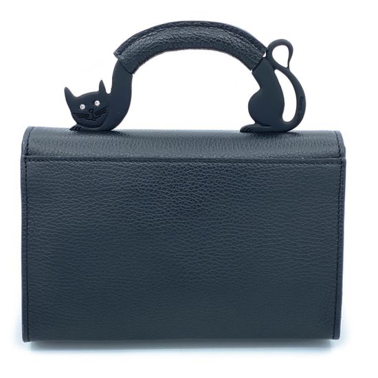 Клатч Renato Angi черный кожаный ручка-кот - фото 3, 