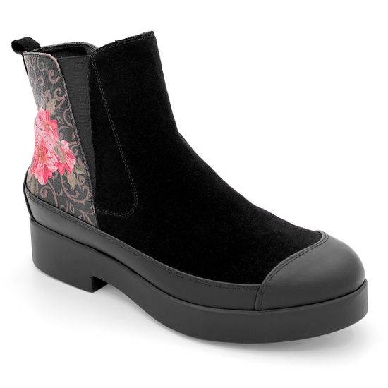 Ботинки Marzetti черные МЕХ комбинация замши и кожи - фото 2, 