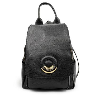 Сумка-рюкзак Di Gregorio черная кожаная - фото 1, 818 DG NERO ORO