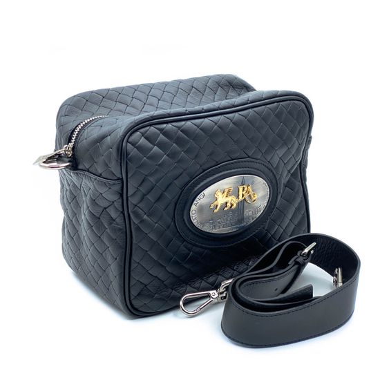 Сумка Renato Angi кросс-боди черная кожаная  плетеная - фото 2, 