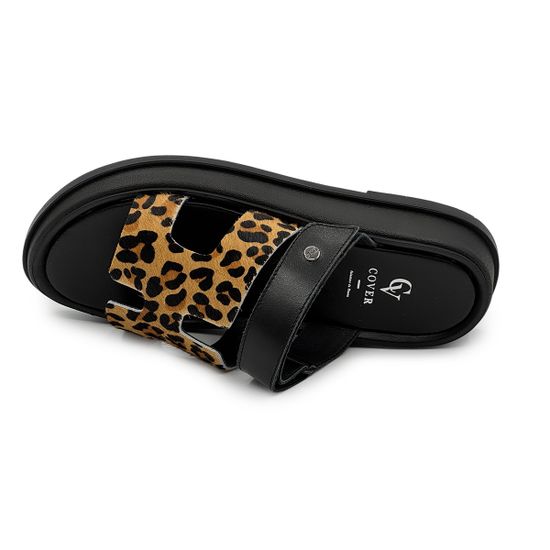 Сабо женские CVCOVER коричневые кожаные принт "леопард" - фото 5, 1623-26 COV LEO MORO