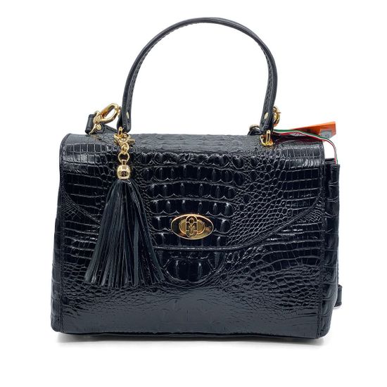 Сумка Marino Orlandi кожаная лакированная черная - фото 1, 4835 MO NERO