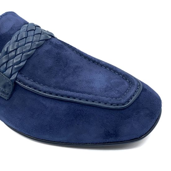 Лоферы Giampieronicola синие замшевые с кожаной плетеной перемычкой - фото 6, 