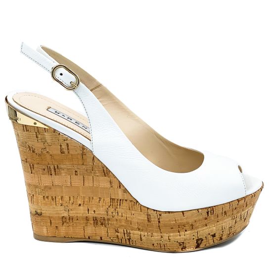 Босоножки Renzi кожаные белые на натуральной пробке - фото 1, 521006 RZ