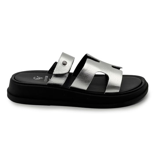 Сабо CV Cover серебристые кожаные - фото 1, 1623-10 COV ARGENTO