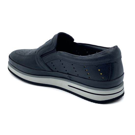 Слипоны Giampieronicola черные кожаные с крупной перфорацией - фото 3, 